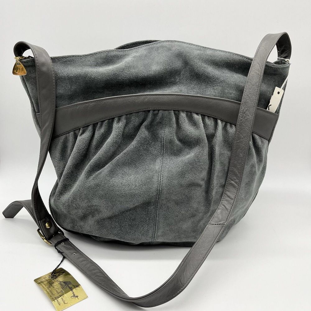 Vintage‎ New Old Stock Mastercraft Canada Gray Leather Suede Purse Bag Handbag